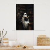 Ghost Reading Books In Library Print, Digital Poster (Keuken)