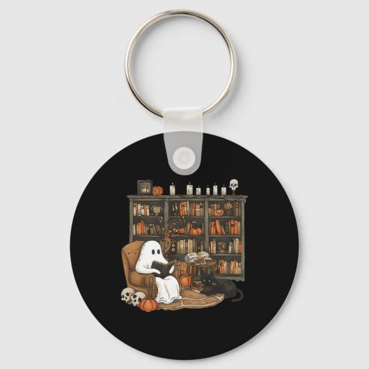 Ghost Reading Books Librarian Teacher Hall Sleutelhanger (Voorkant)