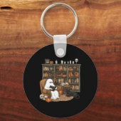 Ghost Reading Books Librarian Teacher Hall Sleutelhanger (Voorkant)