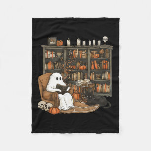 Ghost Reading Books Librarian Teacher Halloween Fleece Deken