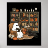 Ghost Reading Books Librarian Teacher Halloween Poster (Voorkant)
