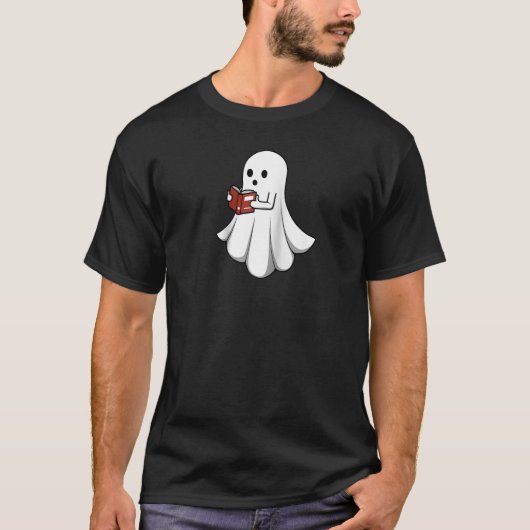 Ghost Reading Books Literatuur Student Raglan Base T-shirt (Voorkant)