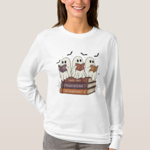 Ghost Reading Bookworm Gezellige Lange Mouw Hallow T-shirt