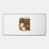 Ghost Reading in Cozy Halloween Library Classic T- Bureaumat (Voorkant)