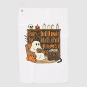 Ghost Reading in Cozy Halloween Library Classic T- Golfhanddoek (Voorkant)