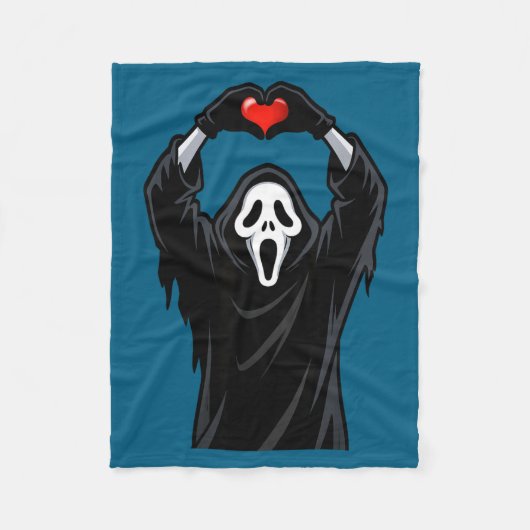 Ghost Red Heart Hands Y Face Halloween Valentines Fleece Deken (Voorkant)