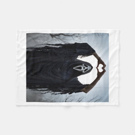 Ghost Red Heart Hands Y Face Halloween Valentines  Fleece Deken (Voorkant (Horizontaal))