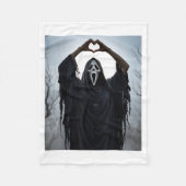 Ghost Red Heart Hands Y Face Halloween Valentines  Fleece Deken (Voorkant)