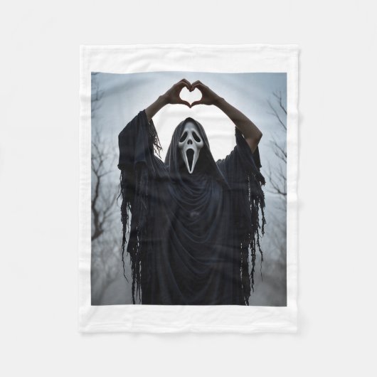 Ghost Red Heart Hands Y Face Halloween Valentines  Fleece Deken (Voorkant)