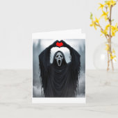 Ghost Red Heart Hands Y Face Halloween Valentines  Kaart (Gele Bloem)