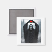 Ghost Red Heart Hands Y Face Halloween Valentines  Magneet (Voorkant / Achterkant)
