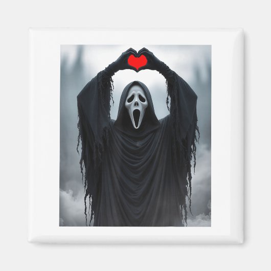 Ghost Red Heart Hands Y Face Halloween Valentines  Magneet (Voorkant)