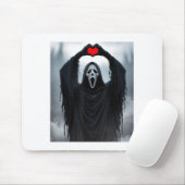 Ghost Red Heart Hands Y Face Halloween Valentines  Muismat (Met muis)