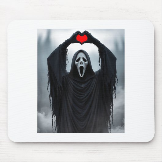 Ghost Red Heart Hands Y Face Halloween Valentines  Muismat (Voorkant)