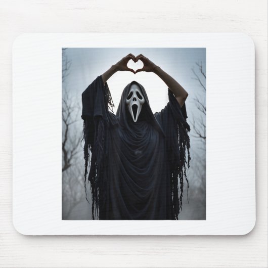Ghost Red Heart Hands Y Face Halloween Valentines Muismat (Voorkant)