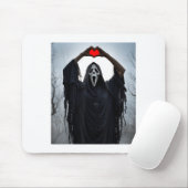 Ghost Red Heart Hands Y Face Halloween Valentines  Muismat (Met muis)