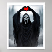 Ghost Red Heart Hands Y Face Halloween Valentines  Poster (Voorkant)