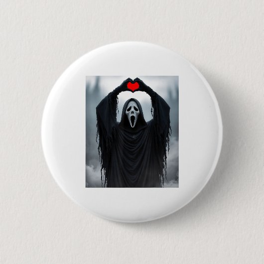 Ghost Red Heart Hands Y Face Halloween Valentines  Ronde Button 5,7 Cm (Voorkant)