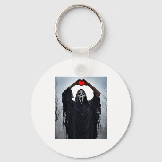 Ghost Red Heart Hands Y Face Halloween Valentines  Sleutelhanger (Voorkant)