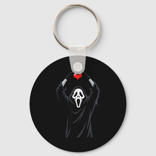 Ghost Red Heart Hands Y Face Halloween Valentines Sleutelhanger (Voorkant)