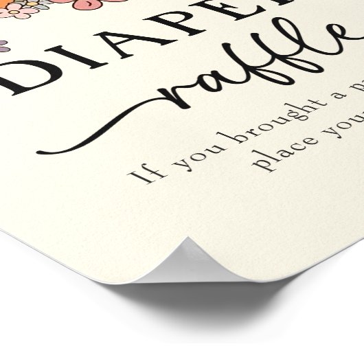 Ghost Retro Luier Raffle Baby shower Spel Sign Poster (Hoek)