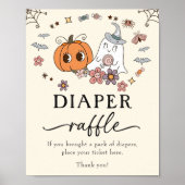Ghost Retro Luier Raffle Baby shower Spel Sign Poster (Voorkant)