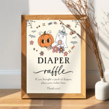 Ghost Retro Luier Raffle Baby shower Spel Sign