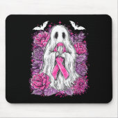 Ghost Ribbon Borstkanker Bewustzijn Halloween Flo Muismat (Voorkant)