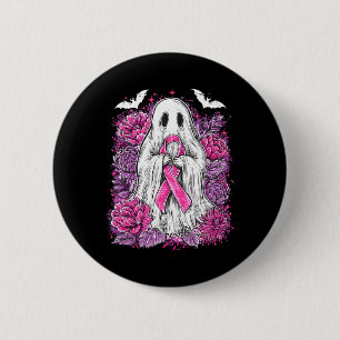 Ghost Ribbon Borstkanker Bewustzijn Halloween Flo Ronde Button 5,7 Cm