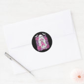 Ghost Ribbon Borstkanker Bewustzijn Halloween Flo Ronde Sticker (Envelop)