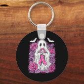 Ghost Ribbon Borstkanker Bewustzijn Halloween Flo Sleutelhanger (Voorkant)
