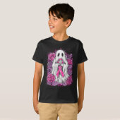 Ghost Ribbon Borstkanker Bewustzijn Halloween Flo T-shirt (Voorkant volledig)