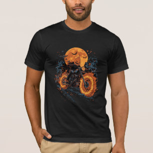 Ghost Rider Pompoen Motor Halloween T-shirt