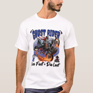 Ghost Rider Skeleton Riding Flaming Motorcycle T-shirt