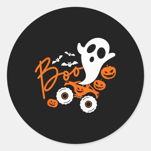 Ghost Rider Truck Monster Halloween Pumpkin Ronde Sticker (Voorkant)