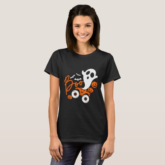Ghost Rider Truck Monster Halloween Pumpkin T-shirt (Voorkant volledig)