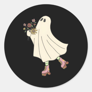 Ghost Roller Schaats Halloween Ronde Sticker