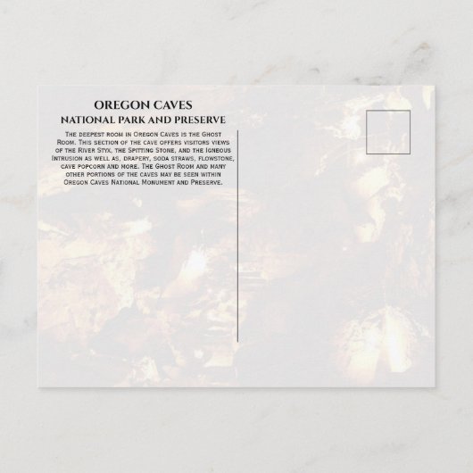 Ghost Room, Grotformaties, Oregon Grotten Briefkaart (Achterkant)