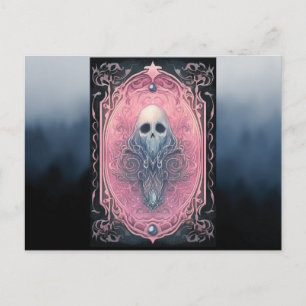 Ghost Roze en Zwarte Tarot Rook Halloween Feestdagenkaart