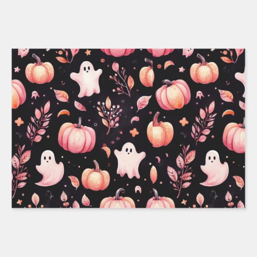 Ghost roze Helloween Wrapping Papier Bladen Inpakpapier Vel (Voorkant 3)