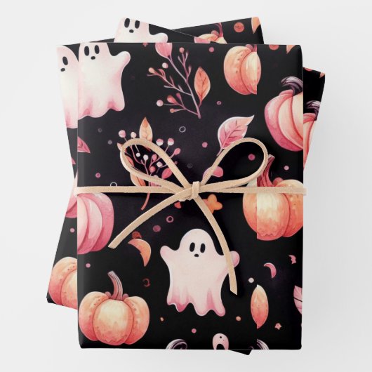 Ghost roze Helloween Wrapping Papier Bladen Inpakpapier Vel (In situ)