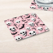 Ghost roze Helloween Wrapping Papier Bladen Kartonnen Onderzetters (Schuin)