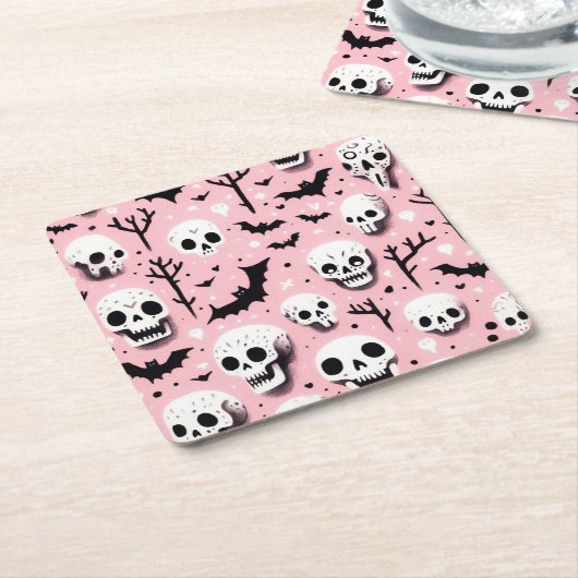 Ghost roze Helloween Wrapping Papier Bladen Kartonnen Onderzetters (Schuin)