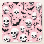 Ghost roze Helloween Wrapping Papier Bladen Kartonnen Onderzetters (Voorkant)