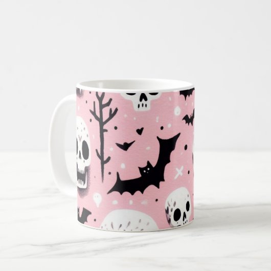 Ghost roze Helloween Wrapping Papier Bladen Koffiemok (Voorkant links)