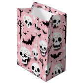 Ghost roze Helloween Wrapping Papier Bladen Medium Cadeauzakje (Voorkant Gekanteld)