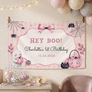 Ghost Roze Pompoen Meisje Verjaardag Spandoek