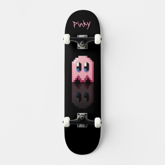 ghost roze zwarte naam perso Fan art Pac-Man Persoonlijk Skateboard (Voorkant)