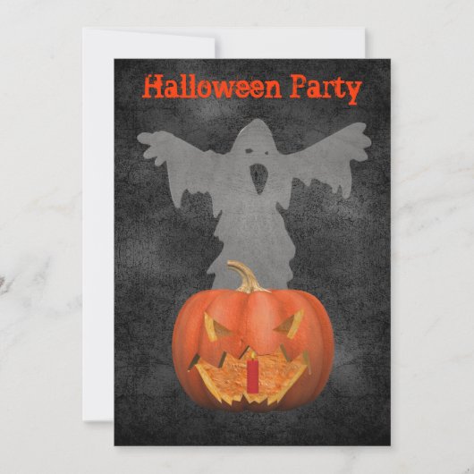 Ghost Scary Jack O Lantern Halloween Invite Kaart (Voorkant)