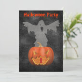 Ghost Scary Jack O Lantern Halloween Invite Kaart (Staand voorkant)